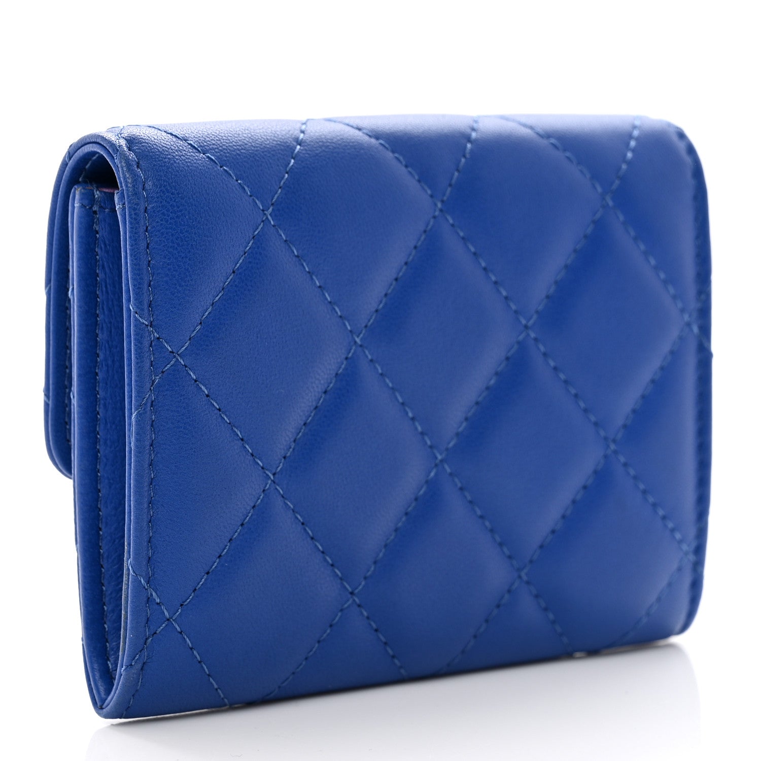 Chanel Lambskin Quilted Flap Card Holder Blue 3 of 8