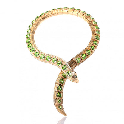 Gucci Crystal Heart Snake Necklace Gold Green 3 of 5