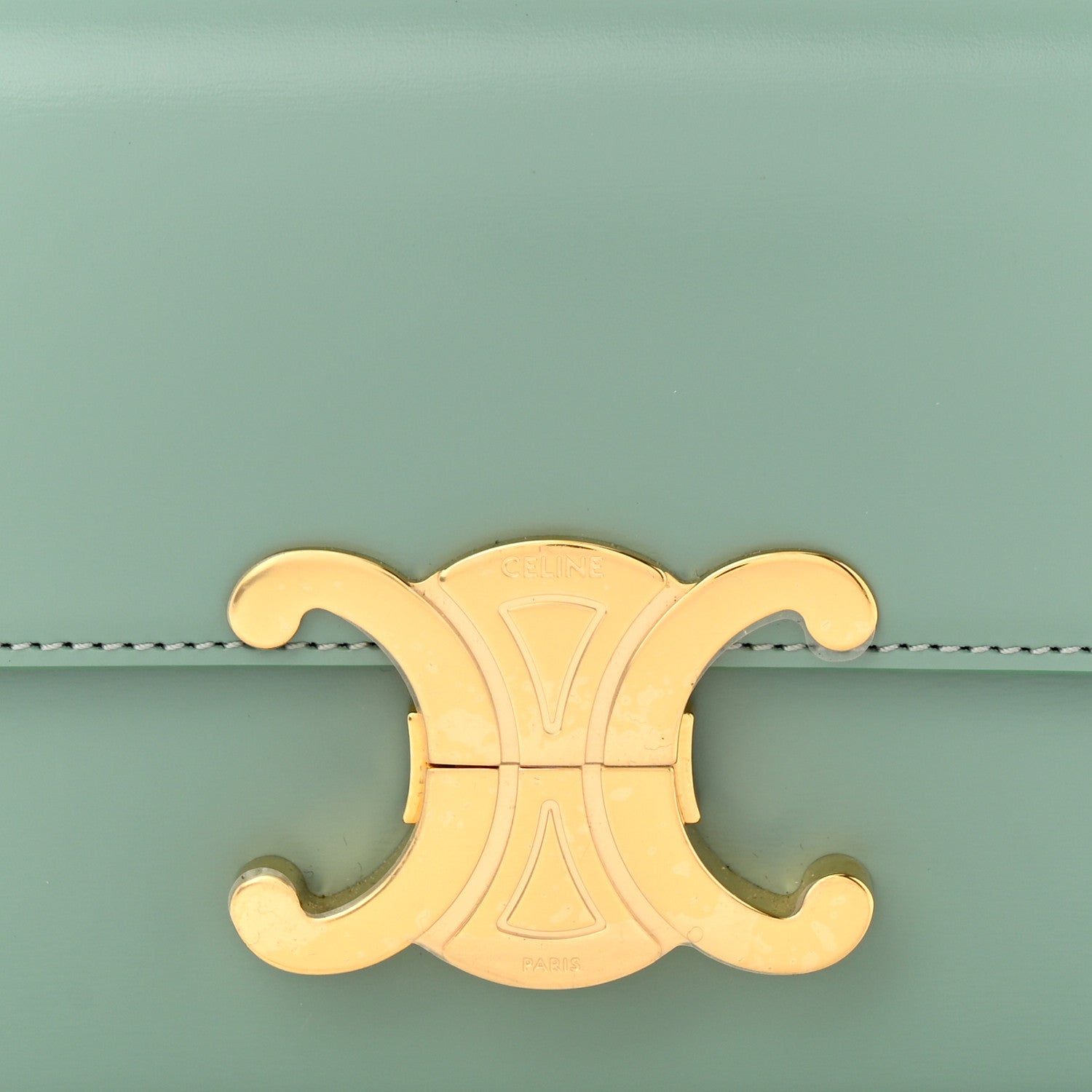 Celine Shiny Calfskin Triomphe Shoulder Bag Celadon 9 of 11