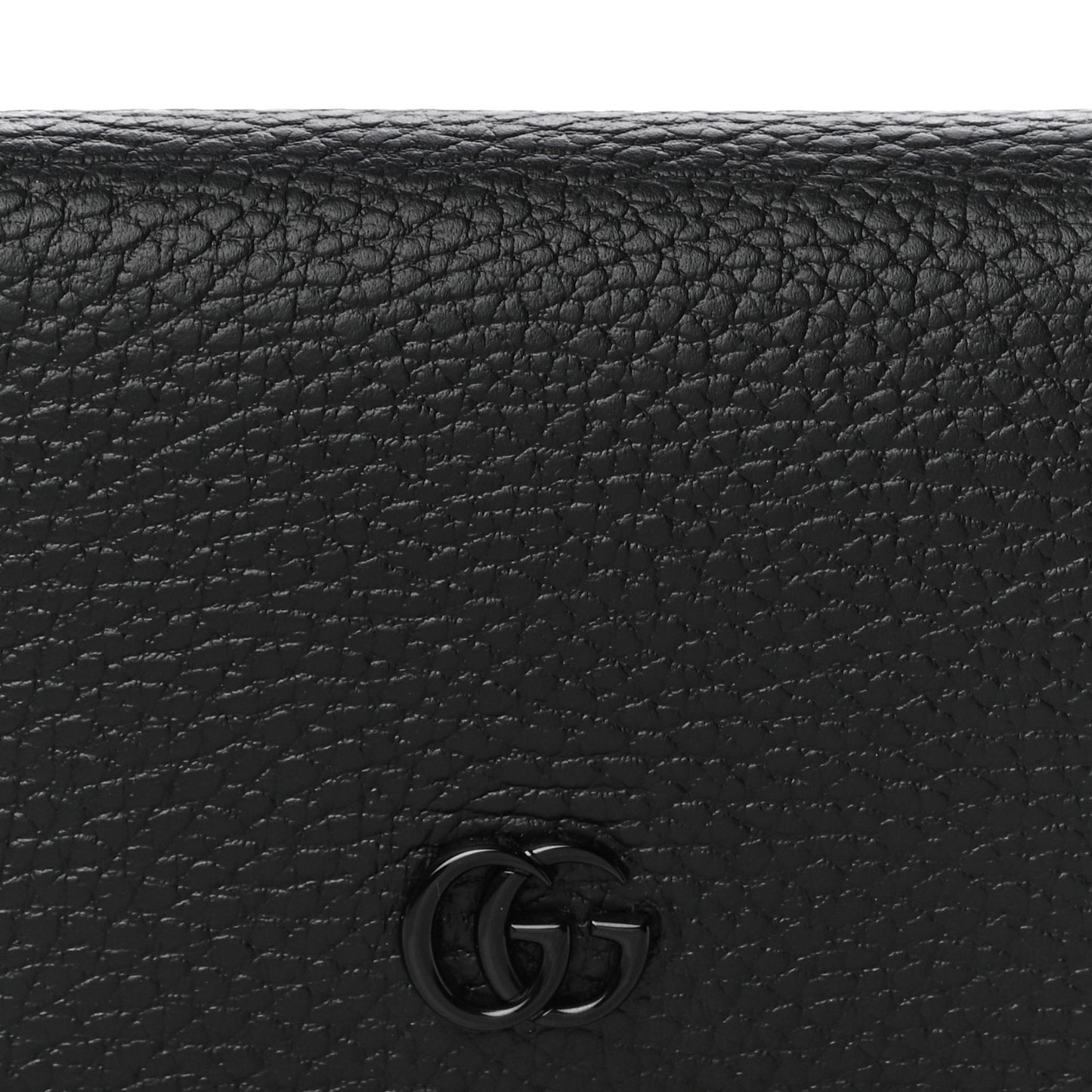 Dollar Calfskin Enamel Monochrome GG Marmont Card Case Black