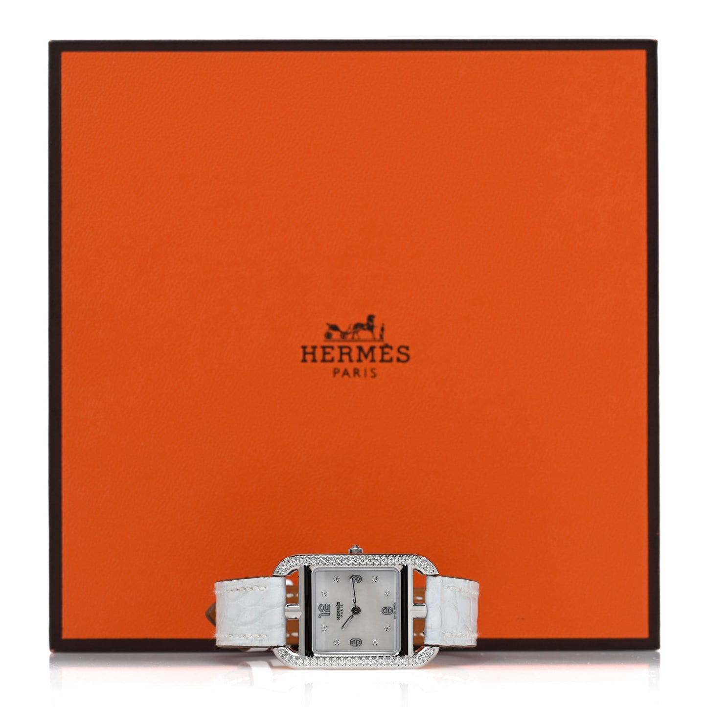 Stainless Steel Alligator Diamond Bezel Mother of Pearl 23mm Cape Cod Quartz Watch Bleu Brum