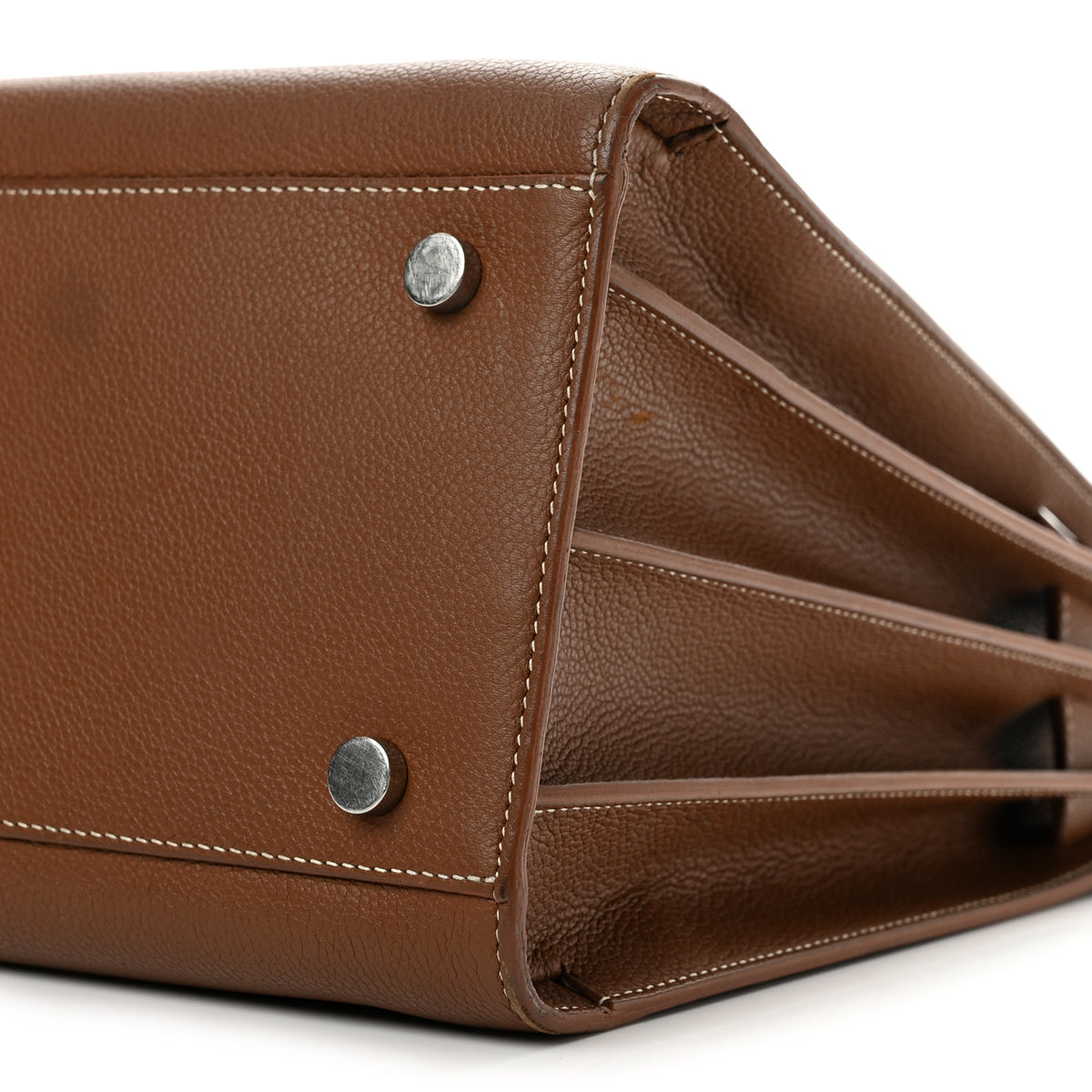 Grained Calfskin Topstitch Small Classic Sac De Jour Taupe