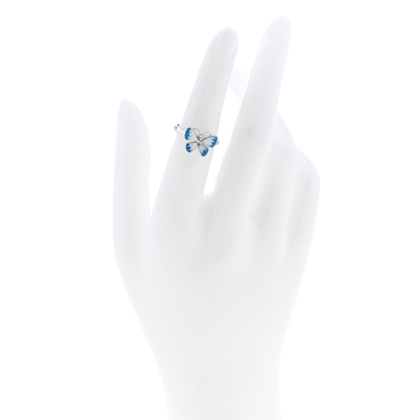 18K White Gold Enamel Diamond Butterfly Ring 51 5.75