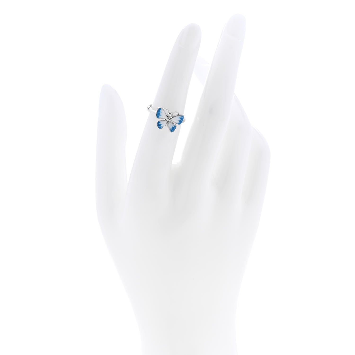 Christian Dior 18K White Gold Enamel Diamond Butterfly Ring 51 5.75 2 of 4