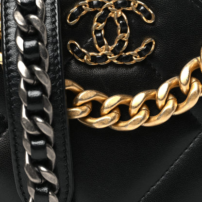 Chanel Lambskin Quilted Chanel 19 Round Clutch With Chain Black 8 of 10