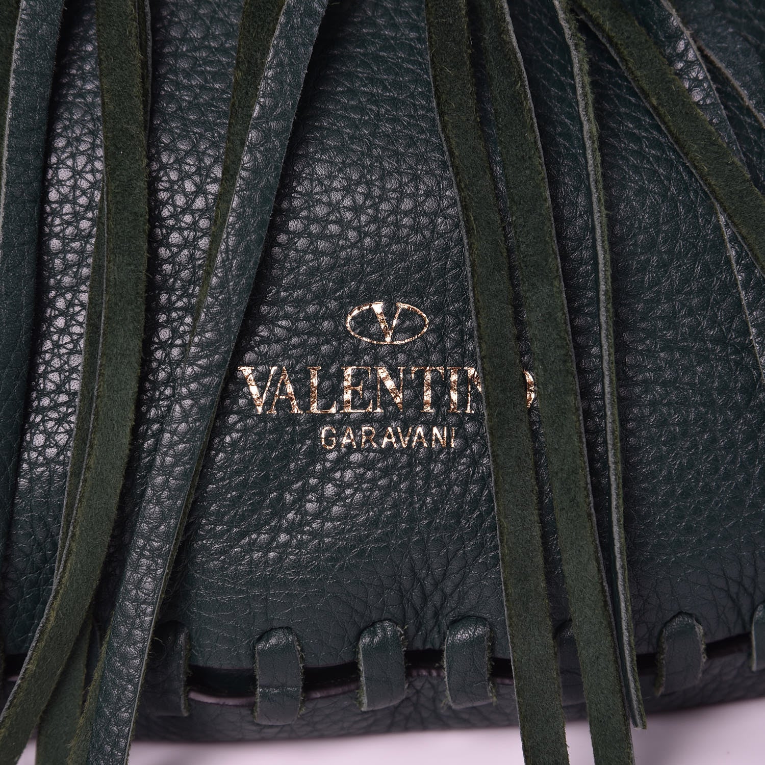 Valentino Garavani Grained Calfskin C-Rockee Fringe Hobo Light Emerald 7 of 12