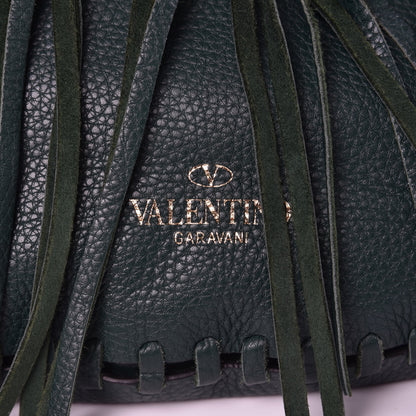 Valentino Garavani Grained Calfskin C-Rockee Fringe Hobo Light Emerald 7 of 12