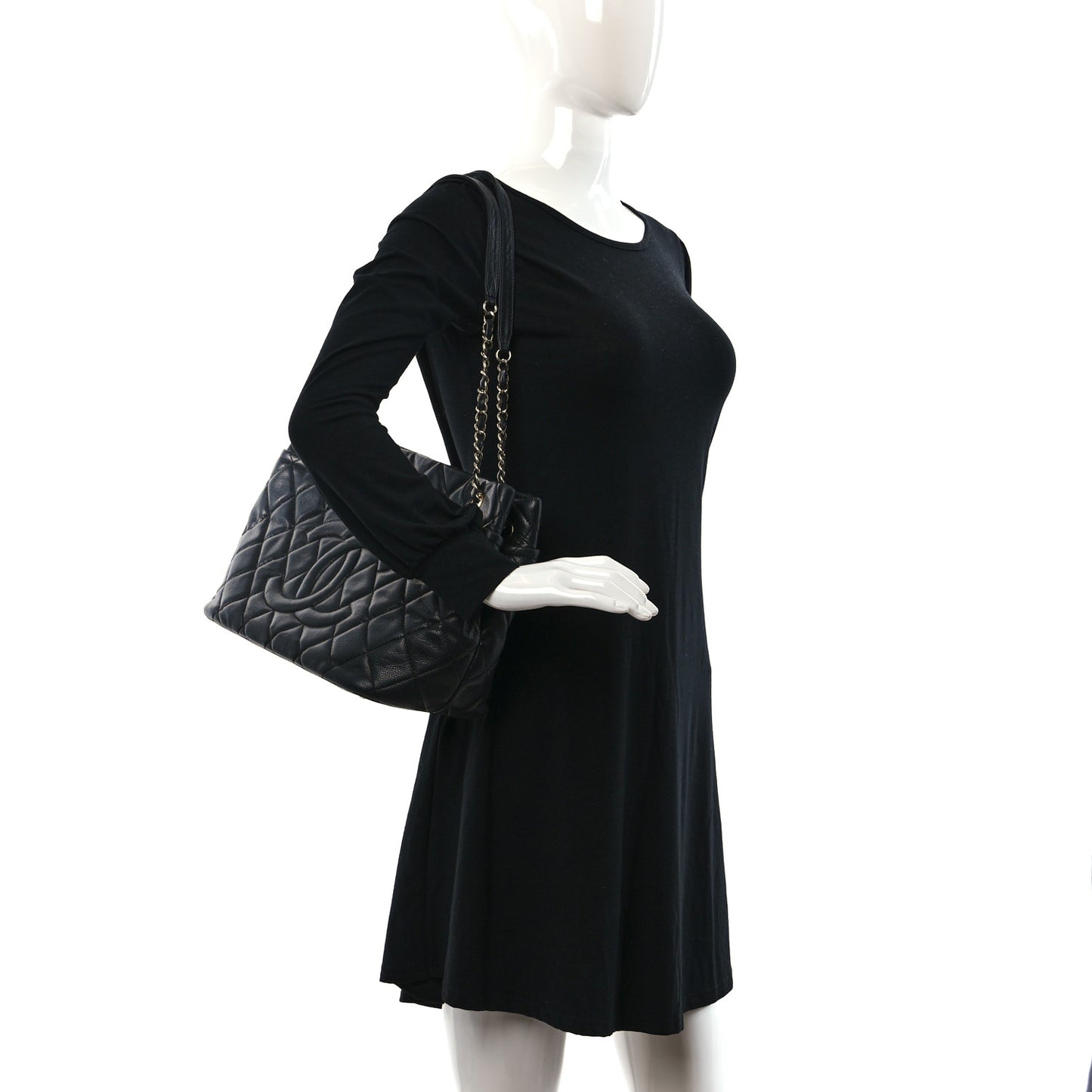Caviar Quilted Timeless CC Soft Tote Black