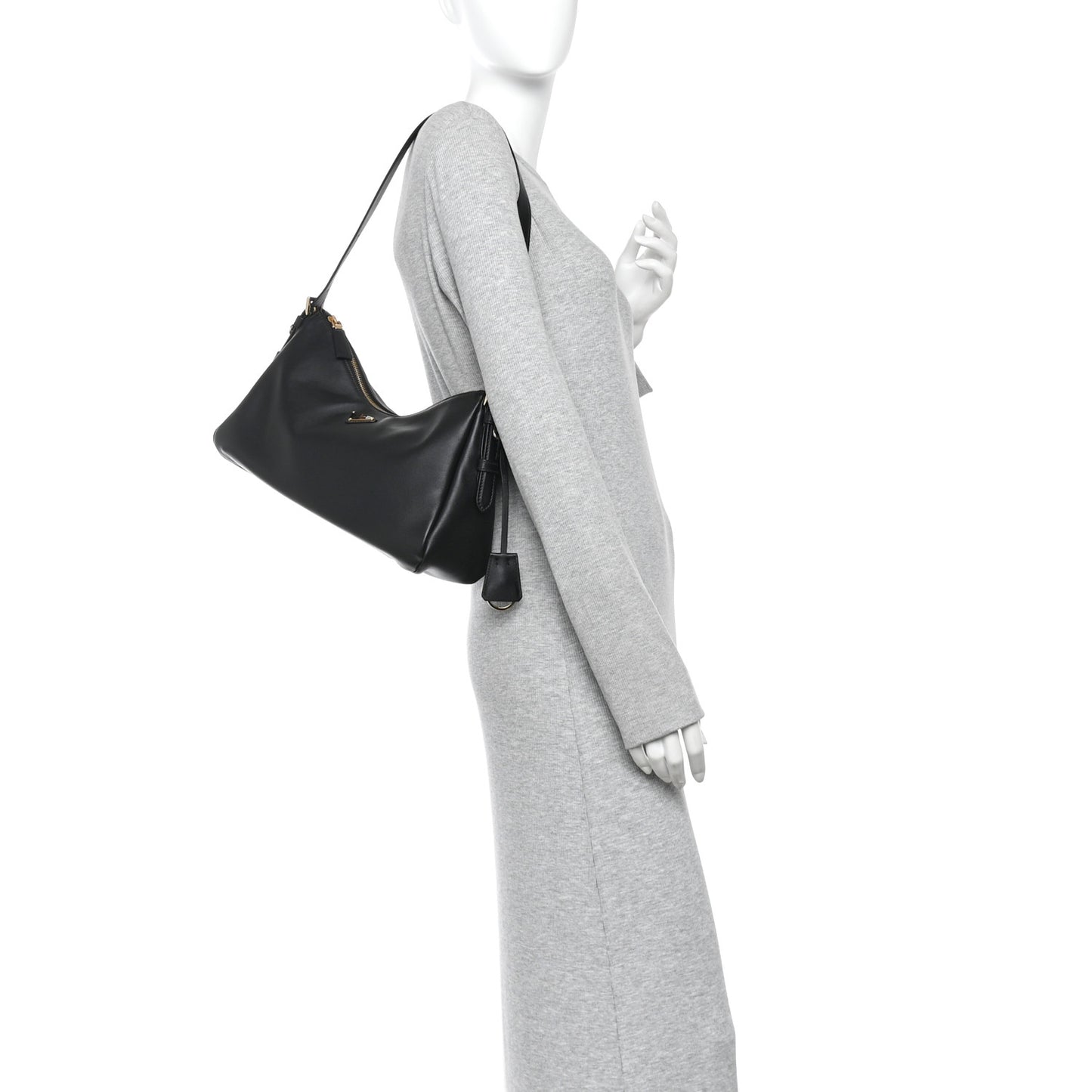 Soft Calfskin Large Aimée Shoulder Bag Black