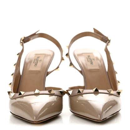 Valentino Garavani Patent Rockstud Half d'Orsay Slingback 85mm Pumps 38 Poudre 3 of 9