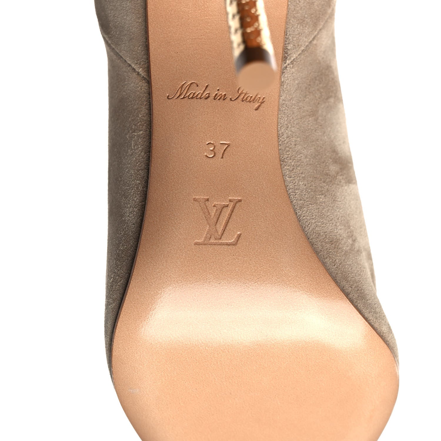 Louis Vuitton Suede Monogram Knee Boots 37 Beige 6 of 8