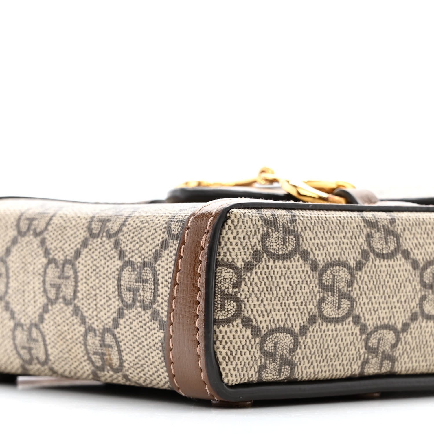 Gucci GG Supreme Monogram Mini Horsebit 1955 Crossbody Bag Beige Brown Sugar 10 of 14