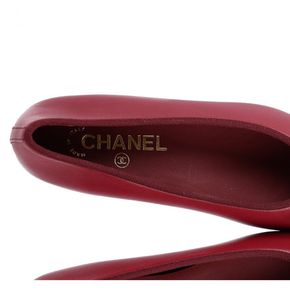 Chanel Lambskin Cap Toe CC Ballerina Flats 36.5 Burgundy Black 7 of 9