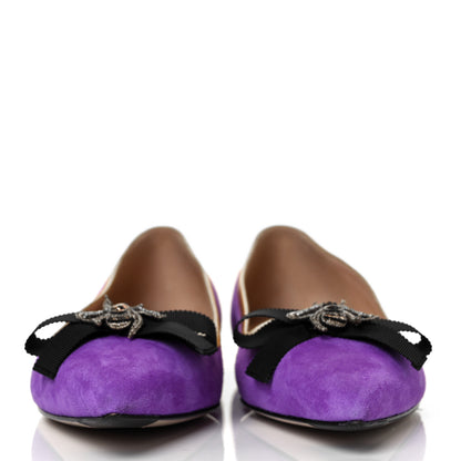 Gucci Kid Scamosciato Nappa Moody Bee Flats 37 Shine Purple Oro Vecchio Black 2 of 8