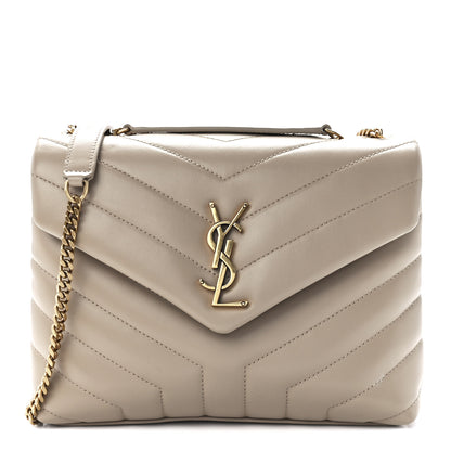 Saint Laurent Calfskin Y Quilted Monogram Small Loulou Chain Satchel Dark Beige 1 of 12