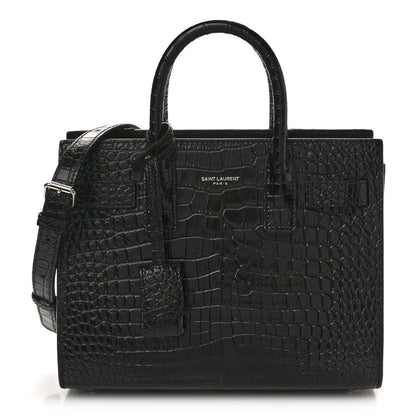 Saint Laurent Calfskin Crocodile Embossed Nano Sac De Jour Black 1 of 11