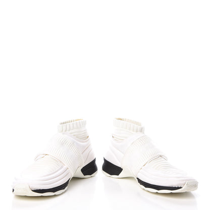 Chanel Stretch Fabric CC Sneakers 37.5 White 8 of 10