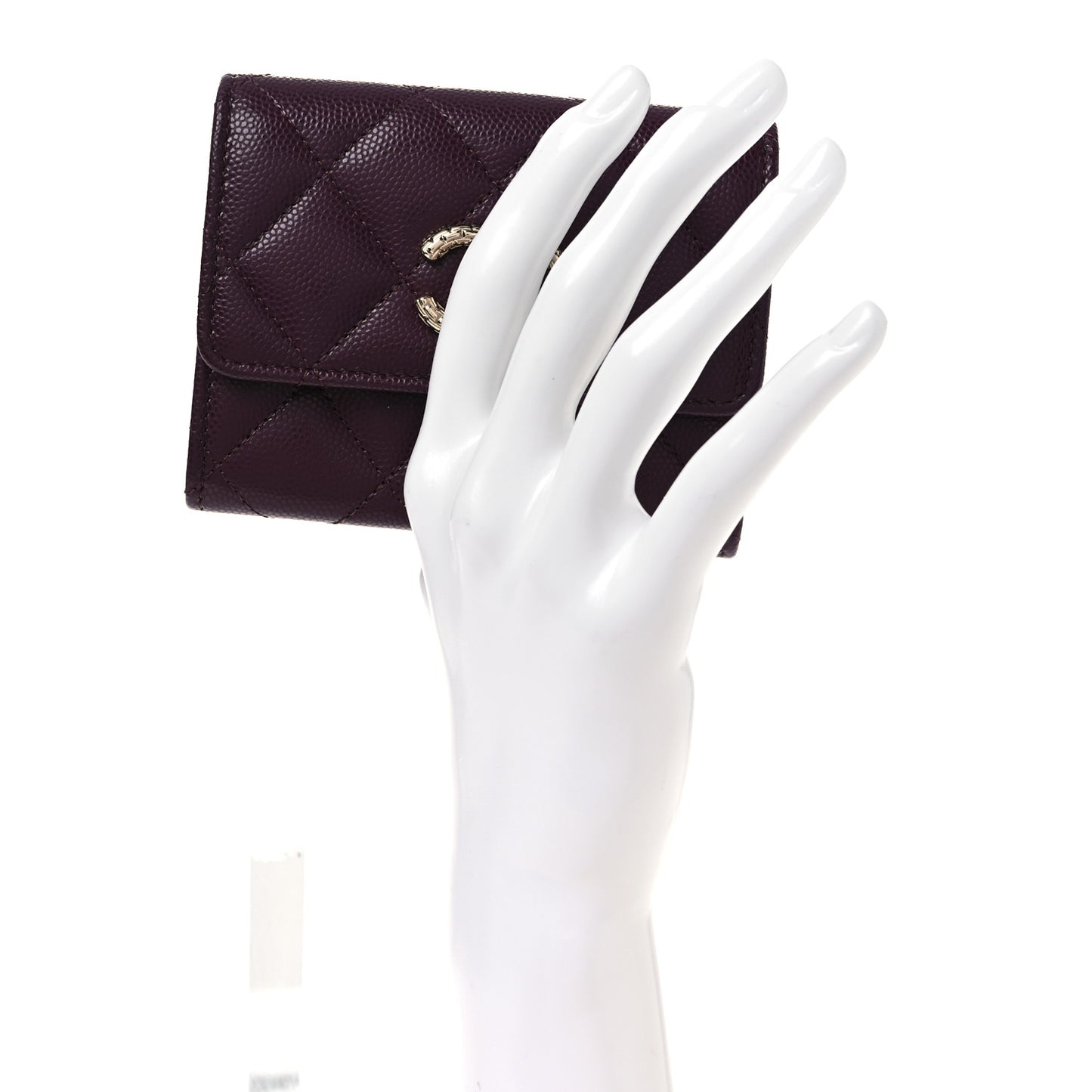 Caviar Quilted Chain CC Quilted Compact Flap Card Holder Dark Burgundy