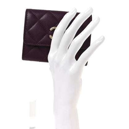 Chanel Caviar Quilted Chain CC Quilted Compact Flap Card Holder Dark Burgundy 2 of 9