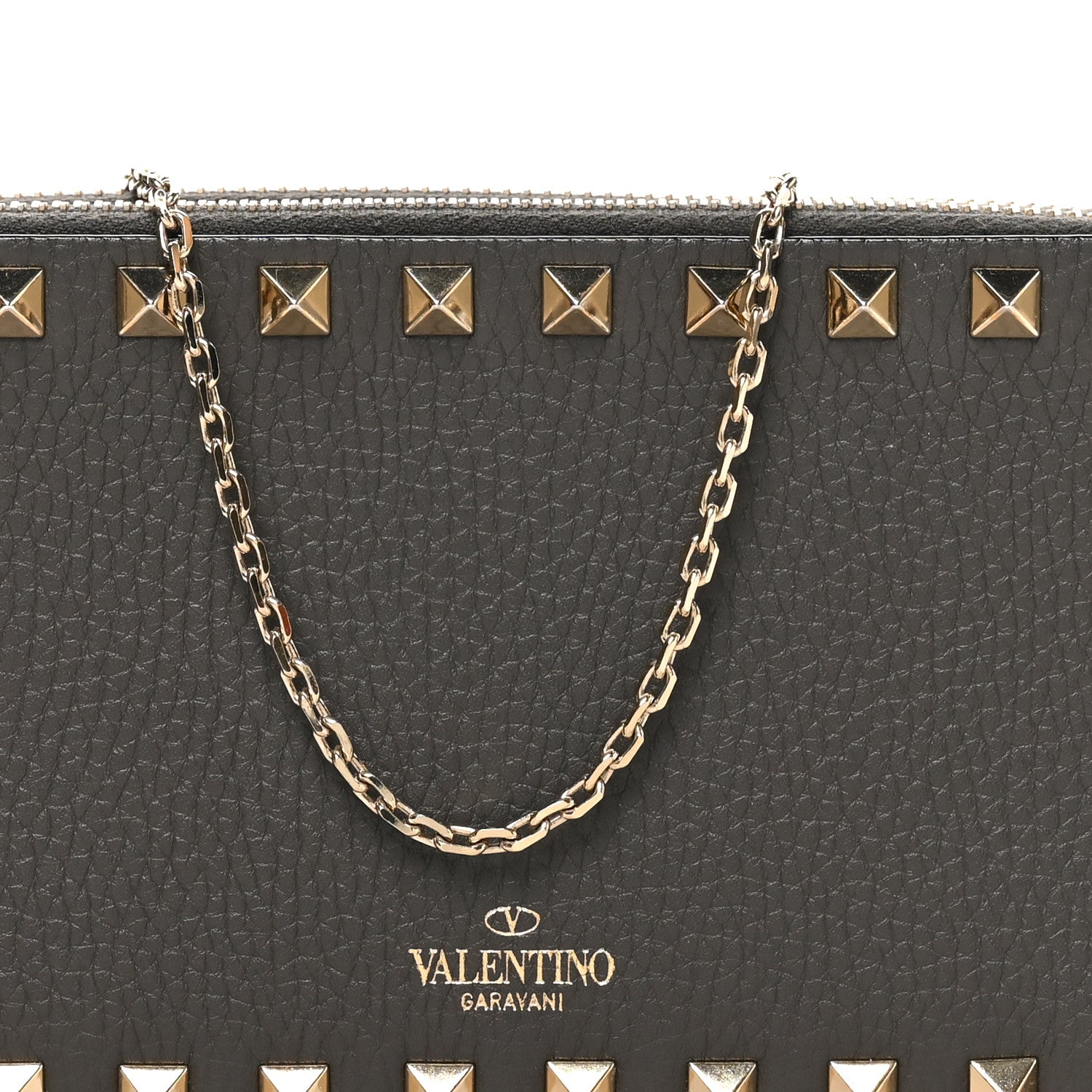 Valentino Garavani Pebbled Calfskin Rockstud Double Zip Camera Crossbody Bag Graphite 8 of 10