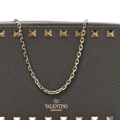 Valentino Garavani Pebbled Calfskin Rockstud Double Zip Camera Crossbody Bag Graphite 8 of 10