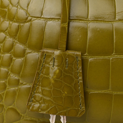 Prada Calfskin Embossed Crocodile Bauletto Bag Green 12 of 22