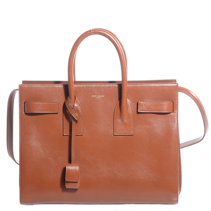 Saint Laurent Calfskin Small Sac De Jour Carryall Dark Camel 1 of 8