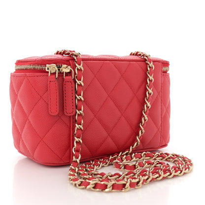 Chanel Caviar Quilted Small Vanity Case With Chain Red 3 of 11
