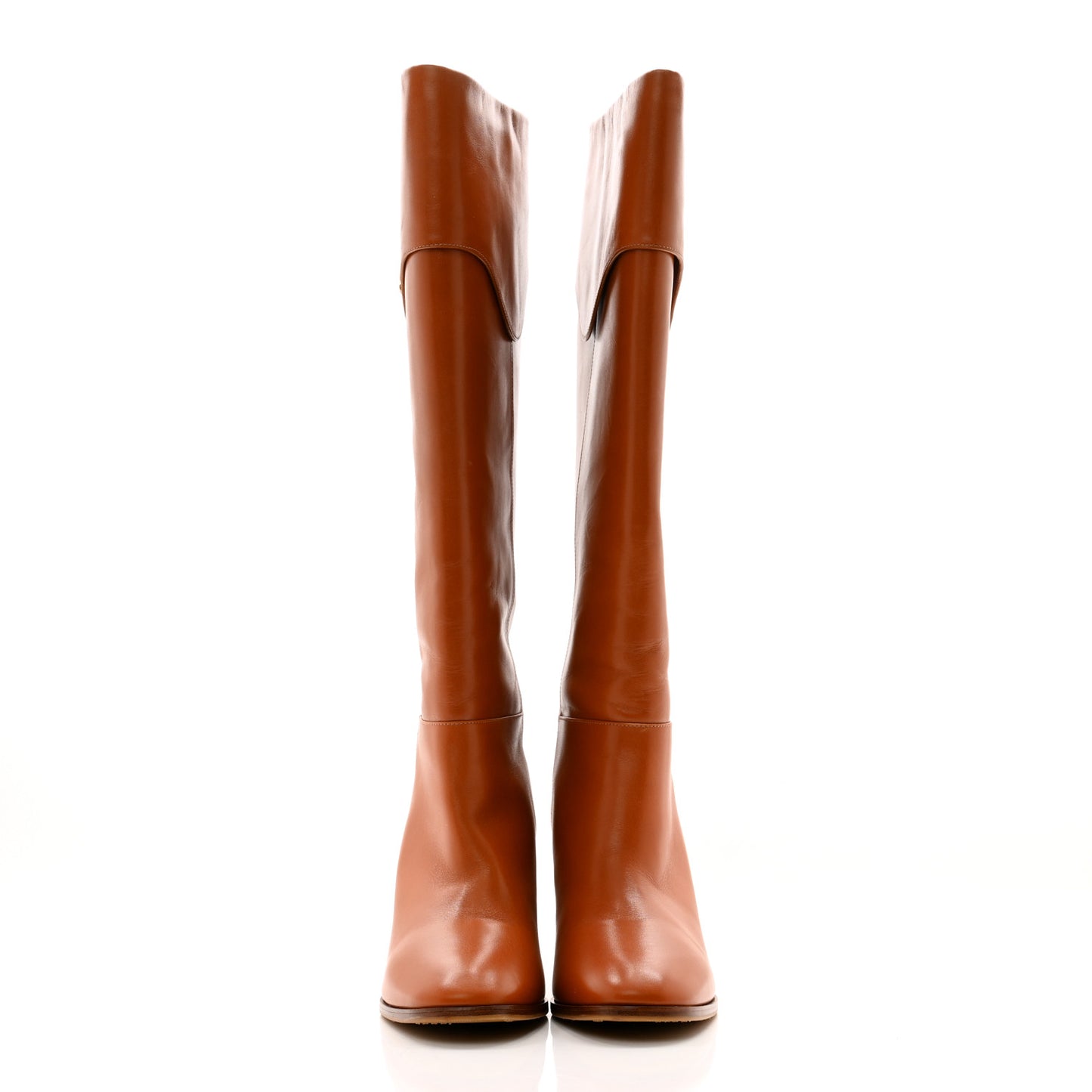 Calfskin Half Horsebit Tall Boots 40 Cognac