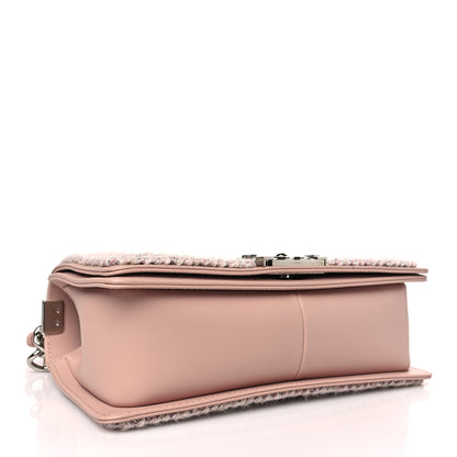 Chanel Calfskin Chevron Tweed Medium Boy Flap Pink 4 of 10