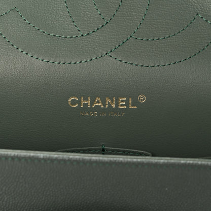 Chanel Iridescent Caviar Quilted Jumbo Double Flap Green 6 of 10