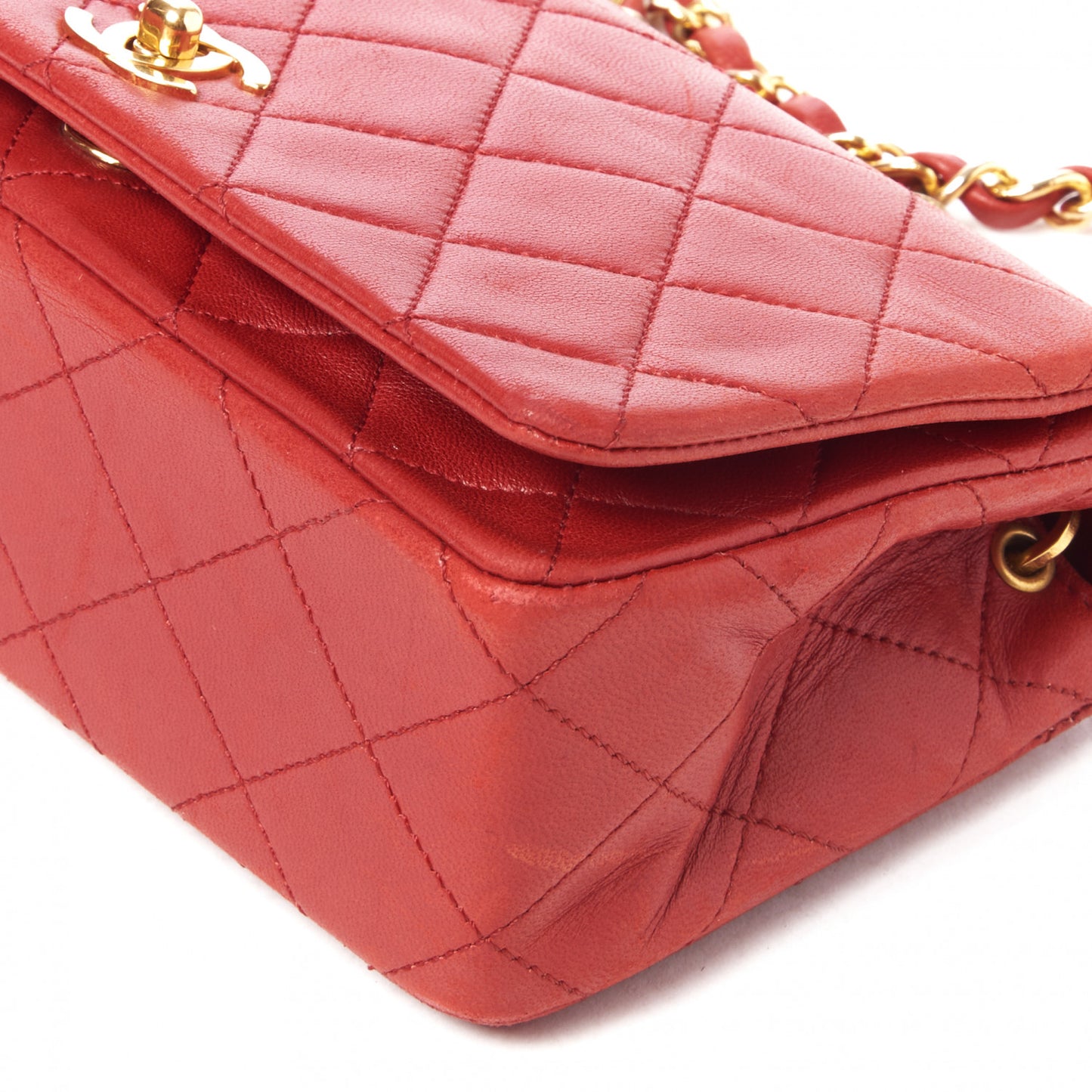 Lambskin Quilted Mini Flap Red