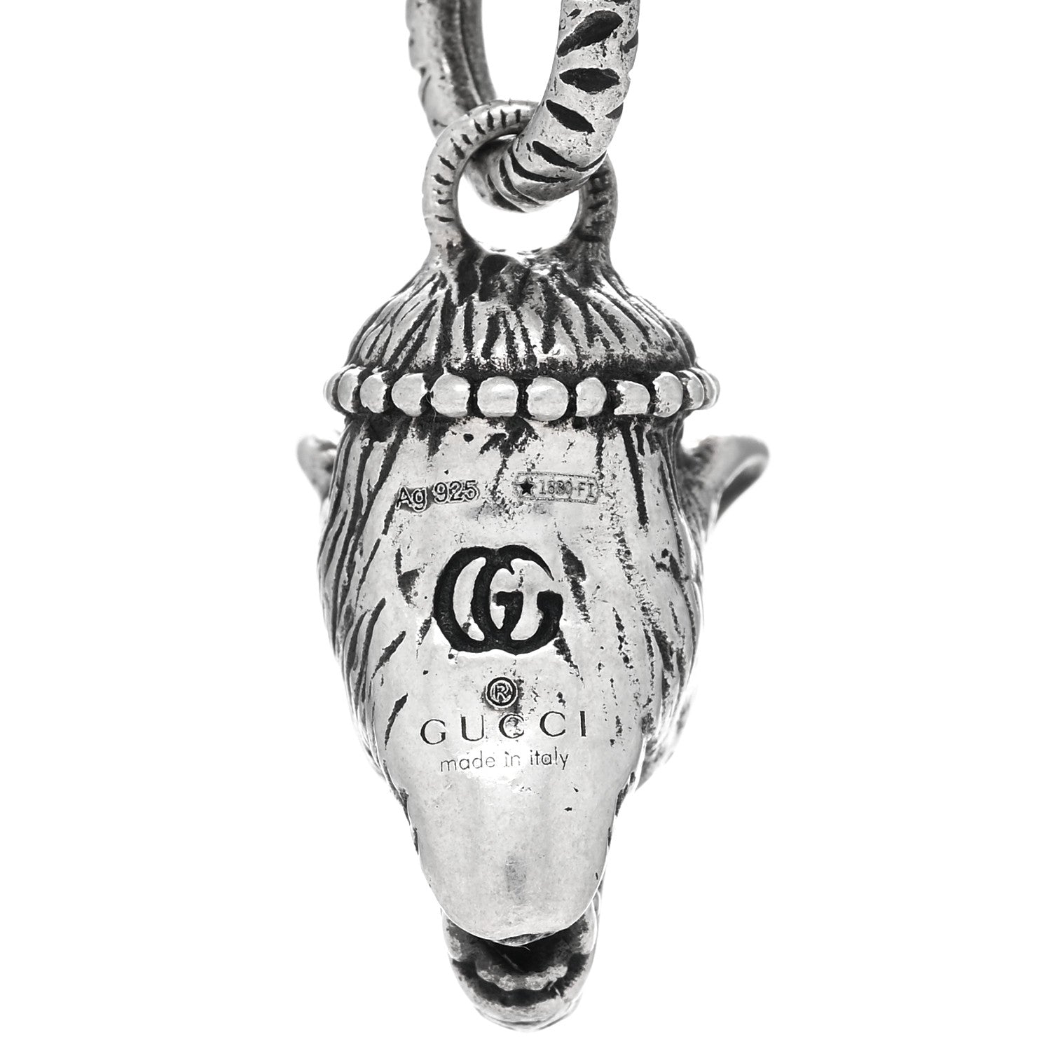 Gucci Sterling Silver Anger Forest Wolf Head Necklace 1402900