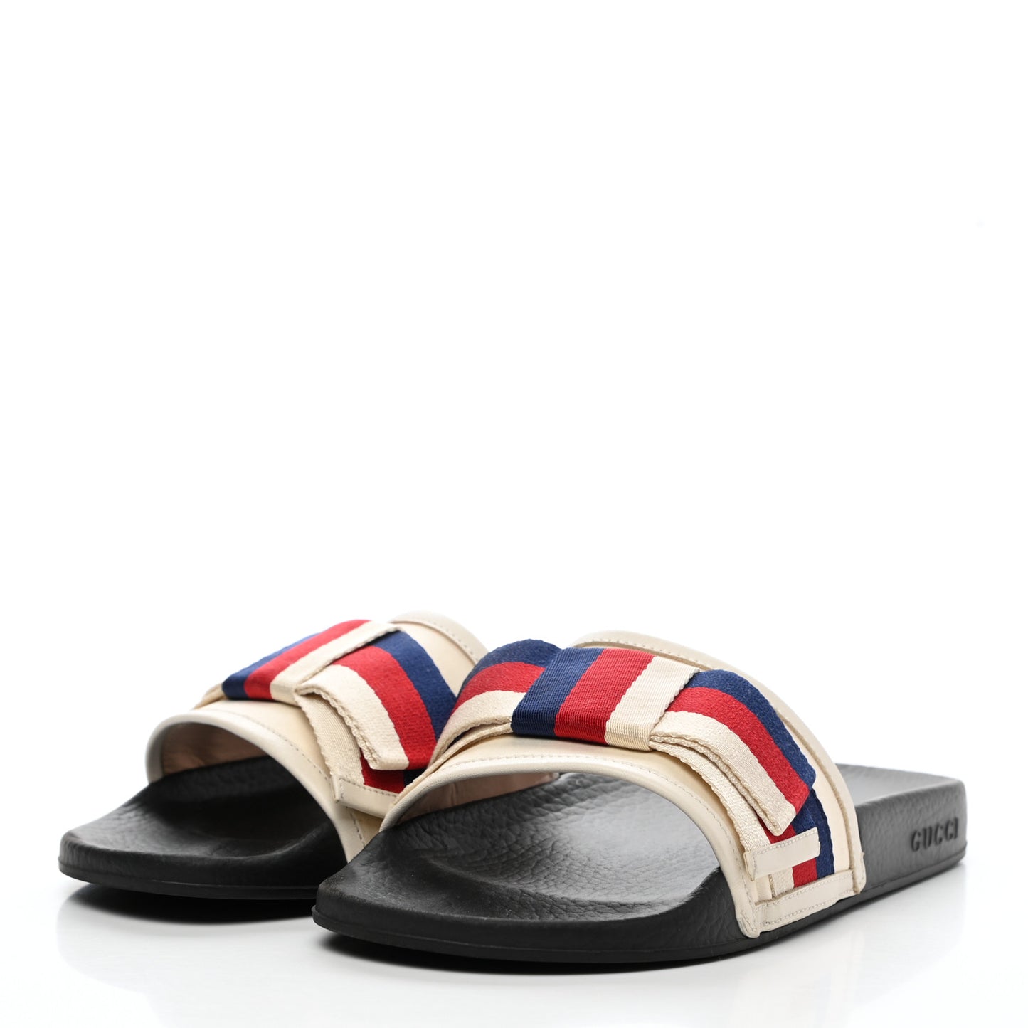 Satin Web Sylvie Bow Slide Sandals 39 White