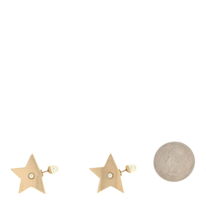 Christian Dior Metal Pearl Star Earrings Gold 2 of 4