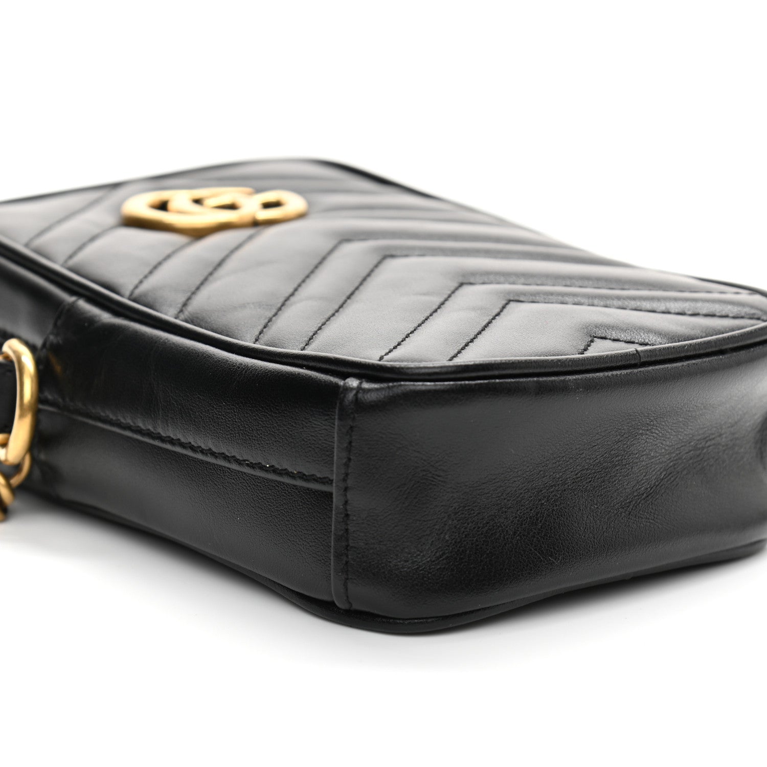 Gucci Calfskin Matelasse Mini GG Marmont Crossbody Bag Black 9 of 10