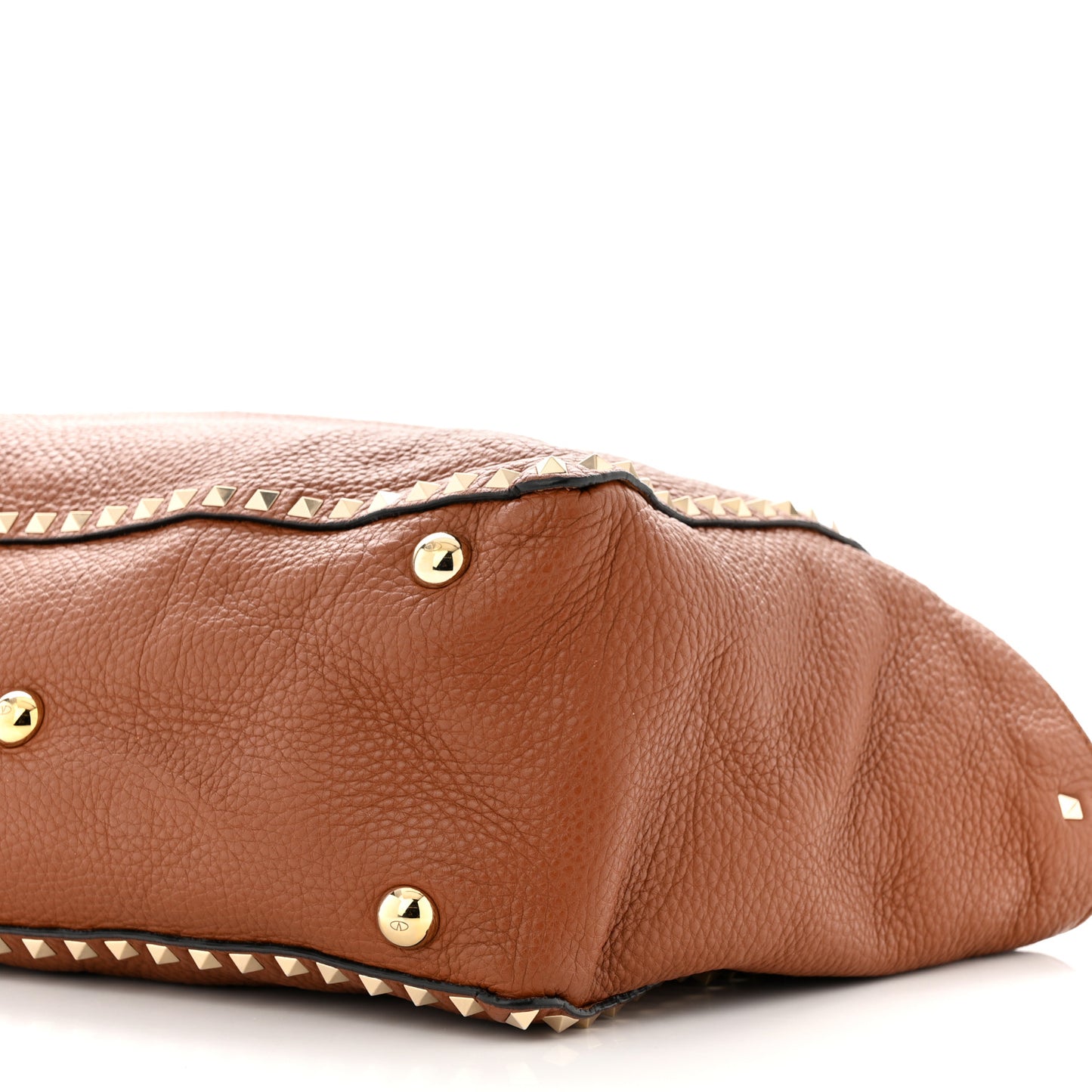 Pebbled Calfskin Medium Rockstud Tote Light Cuir