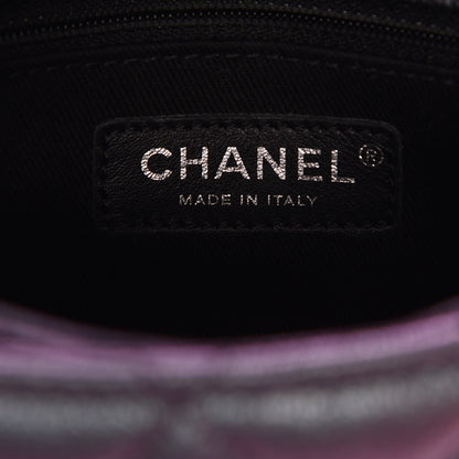 Chanel Iridescent Goatskin Quilted Small Double Carry Waist Chain Flap Purple 6 of 8