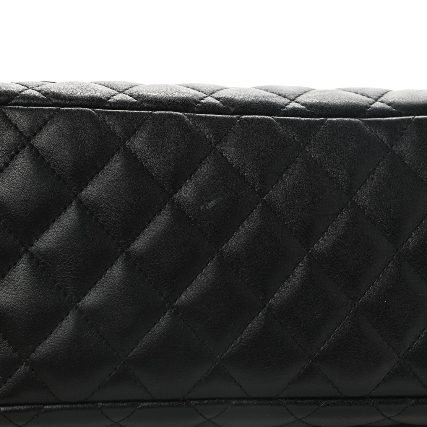 Calfskin Quilted Large Cambon Bowler Black White