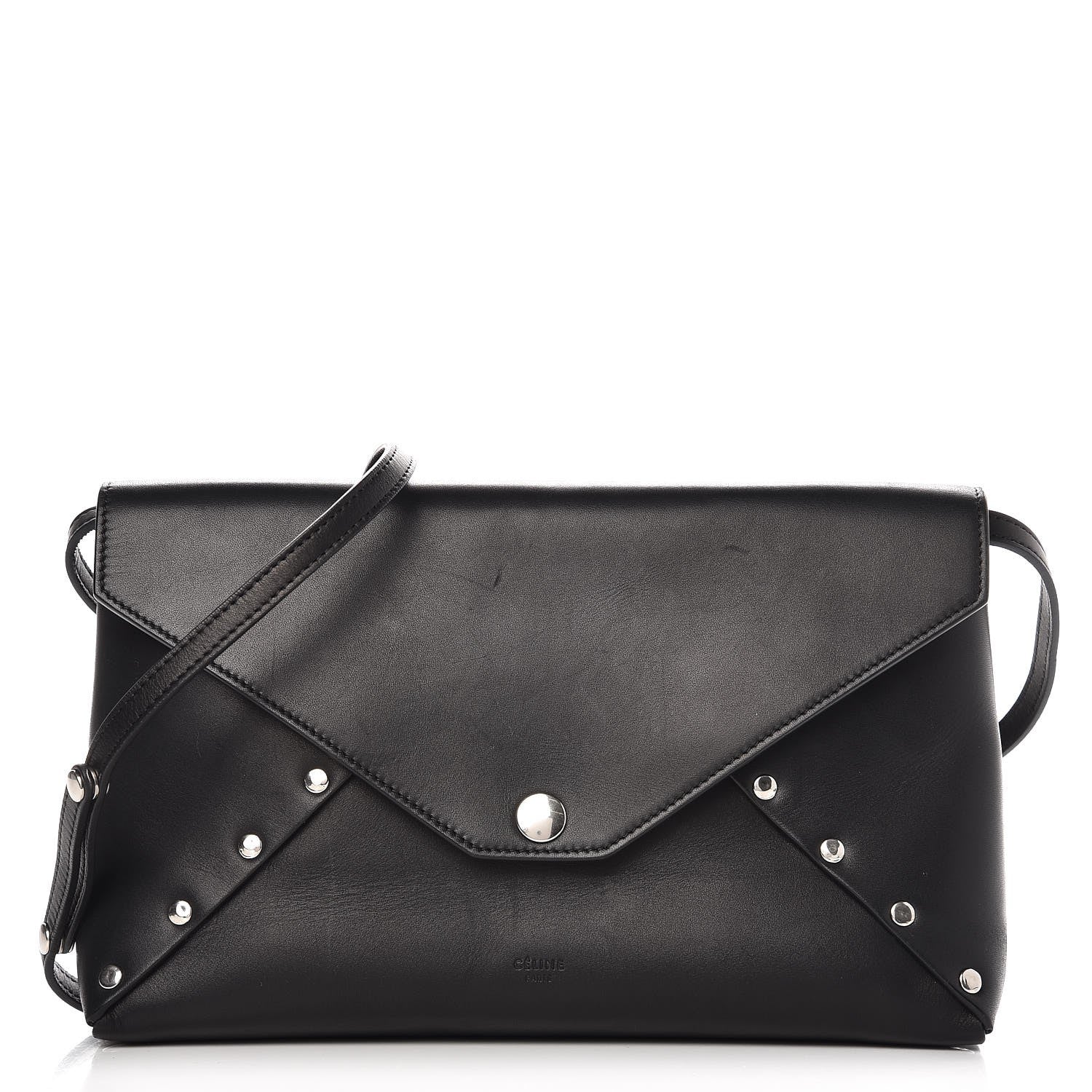 Celine Natural Calfskin Biker Evening Clutch on Strap Black 1 of 9