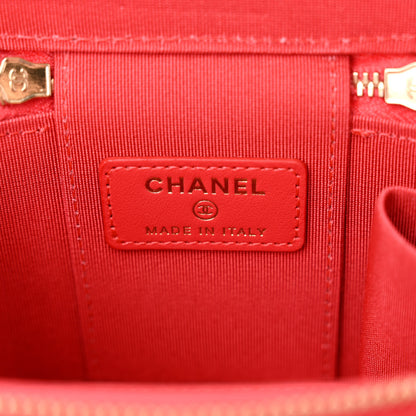 Chanel Caviar Quilted Mini Vanity Case With Chain Red 6 of 10