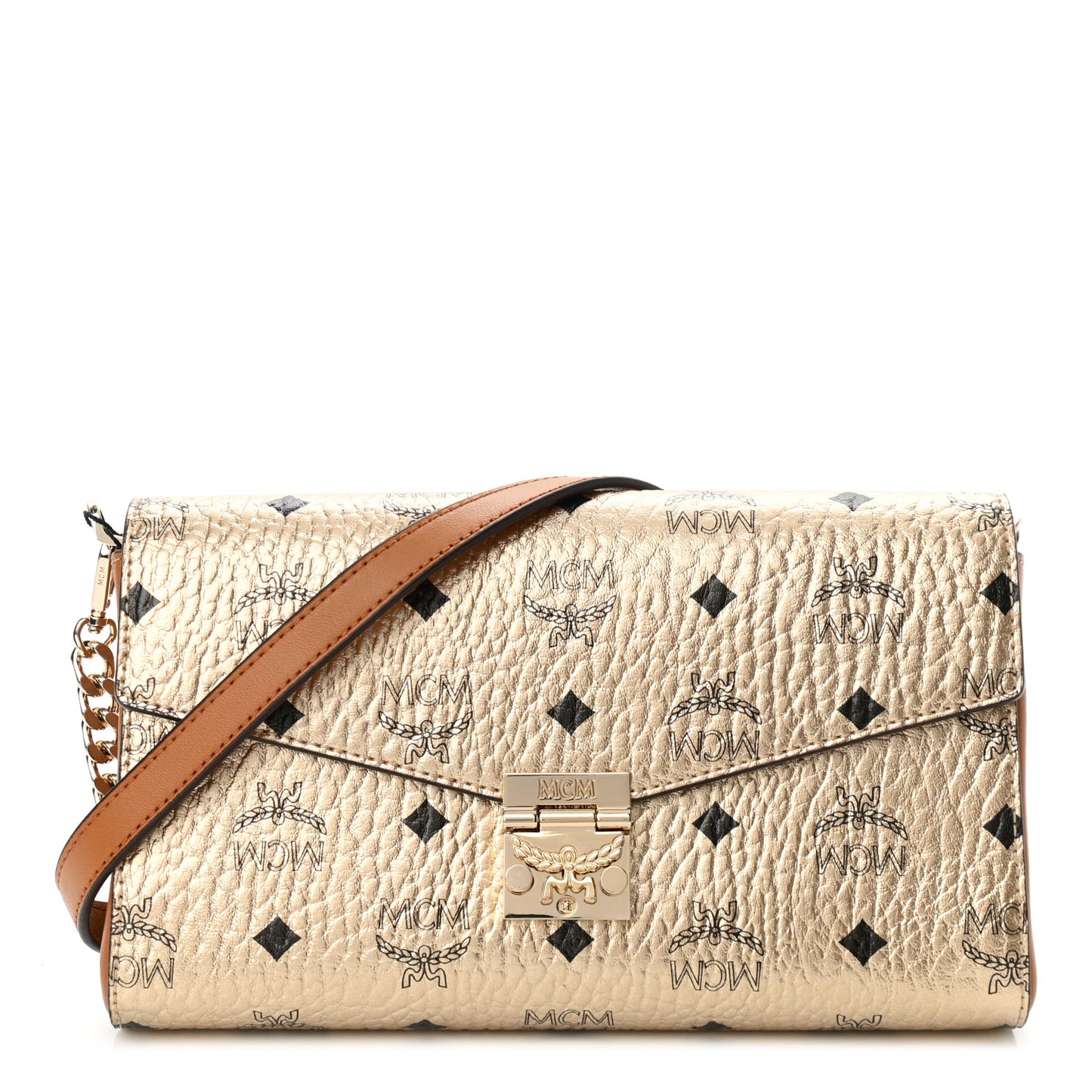 Metallic Visetos Medium Millie Crossbody Bag Berlin Gold