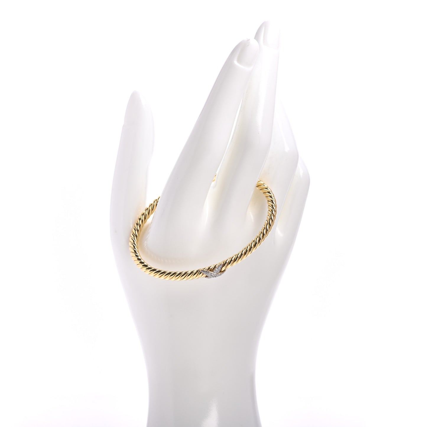 18K Yellow Gold Diamond 4mm Cablespira X Station Cable Bracelet
