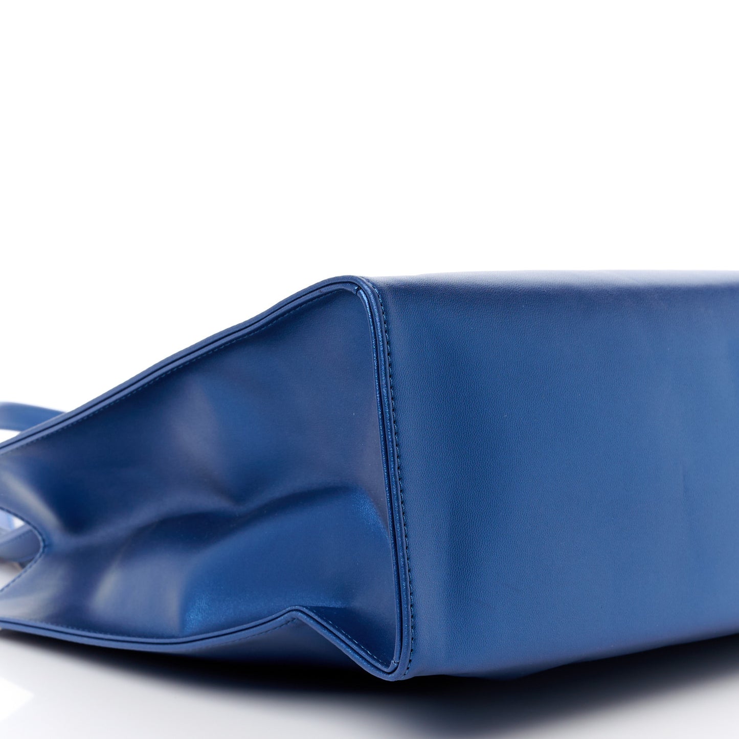 Metallic Vegan Leather Medium Shopping Bag Cobalt