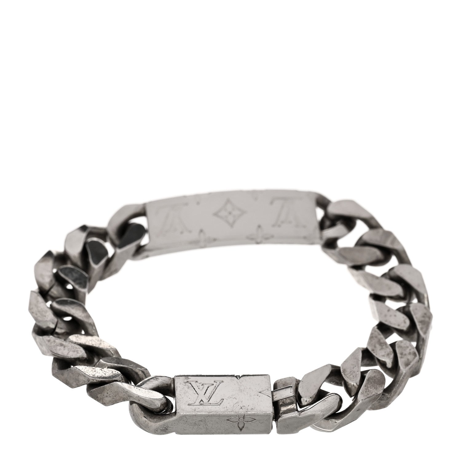 Louis Vuitton Zamac Palladium Monogram Chain Bracelet Silver 2 of 4