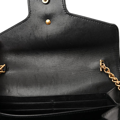 Gucci Calfskin Matelasse GG Marmont Chain Wallet Black 12 of 15
