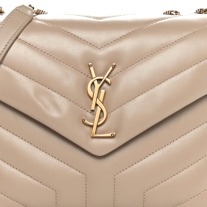 Saint Laurent Calfskin Y Quilted Monogram Small Loulou Chain Satchel Dark Beige 8 of 11