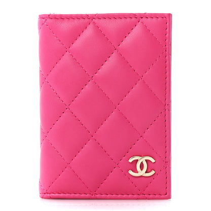 Chanel Lambskin Quilted Card Holder Wallet Fuchsia 1 of 14