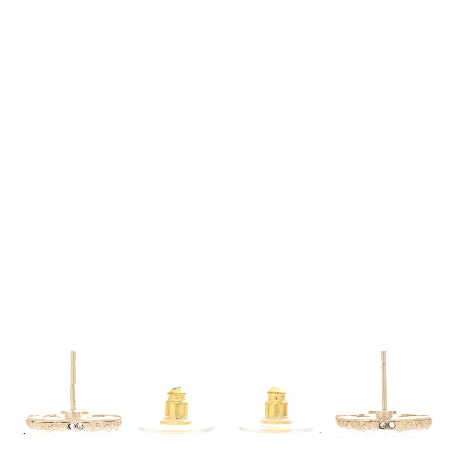 Chanel Pearl Crystal CC Earrings Light Gold 3 of 5