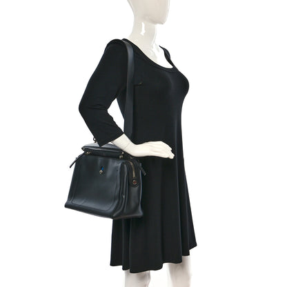 Fendi Vitello Baltico Dolce DotCom Satchel Black Blue Royal 2 of 11